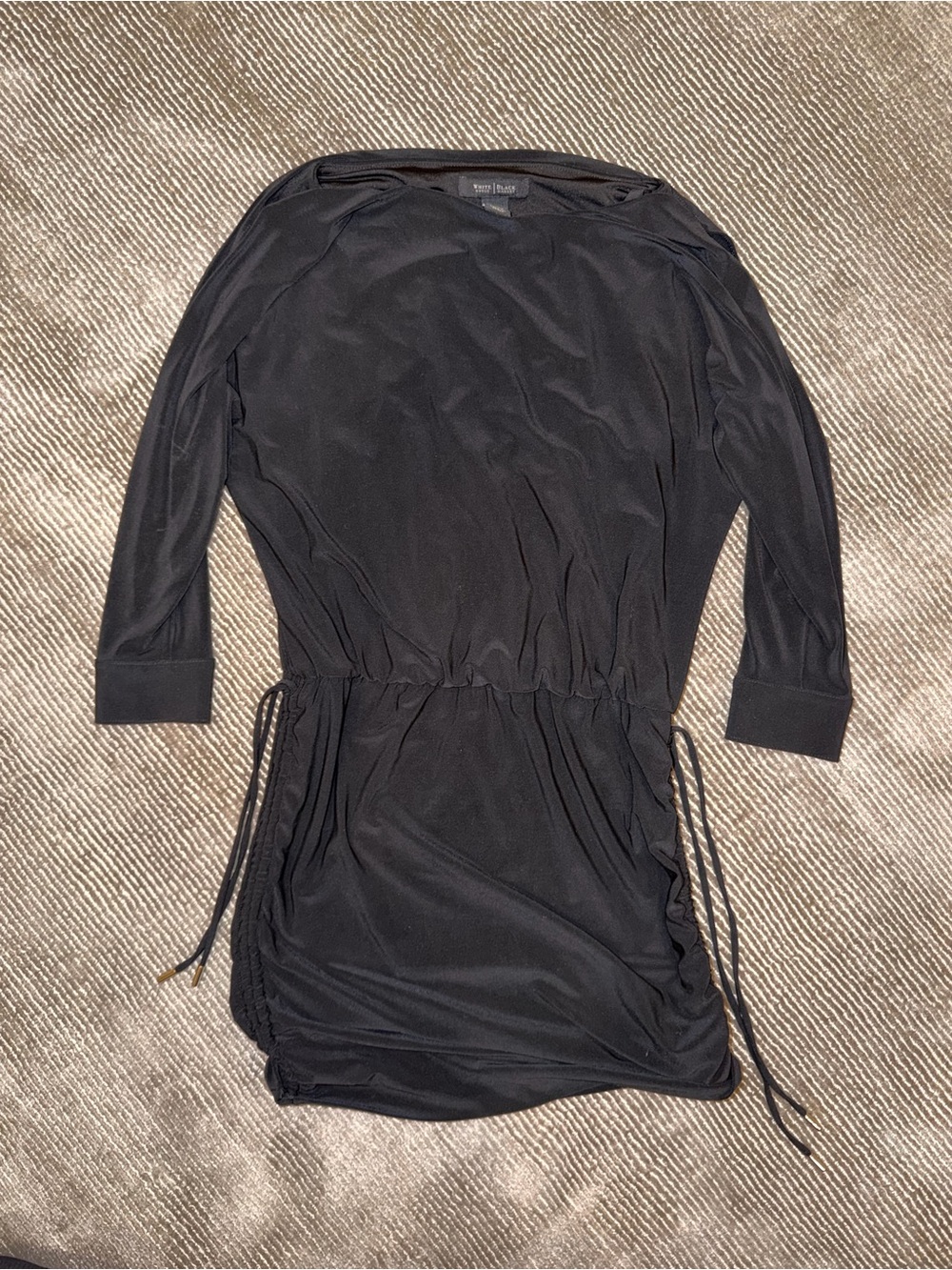 White House Black Market Cowl Neck drawstring mini dress